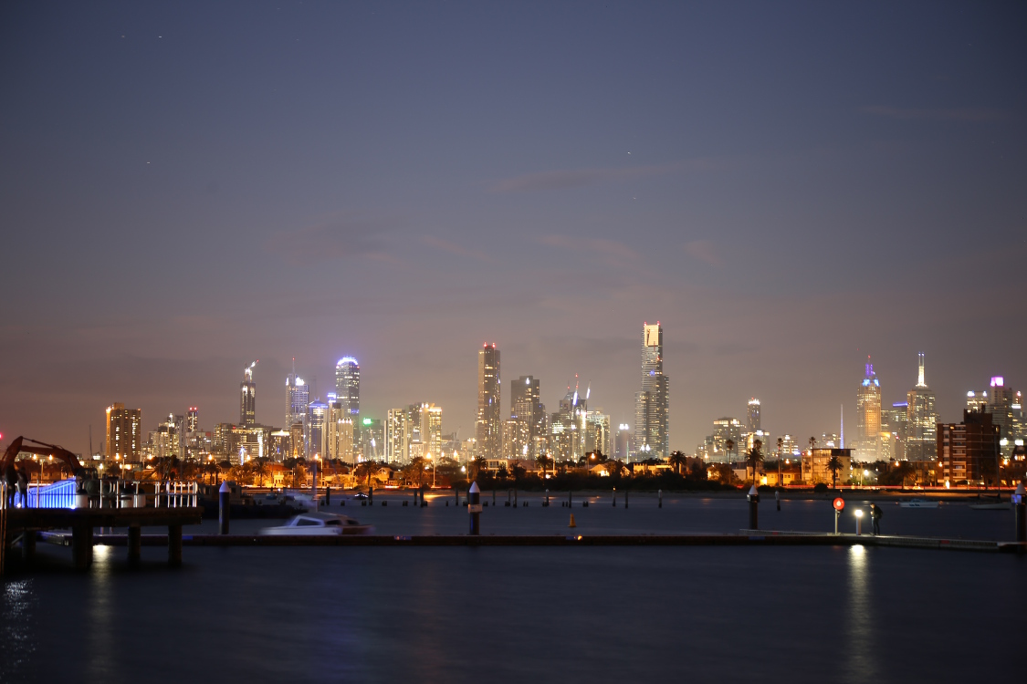 Melbourne.
Vue depuis le port St Kilda.