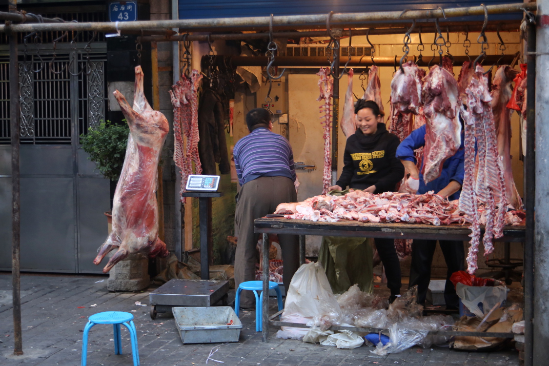 Xi'an. Boucherie du quartier musulman...