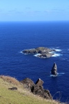 Trois motus vus du Rano Kau.