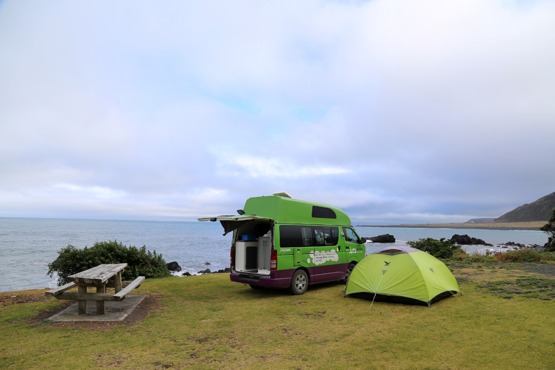Cap Palliser.
C'est gÃ©nial de se lever le matin face Ã  la mer ...