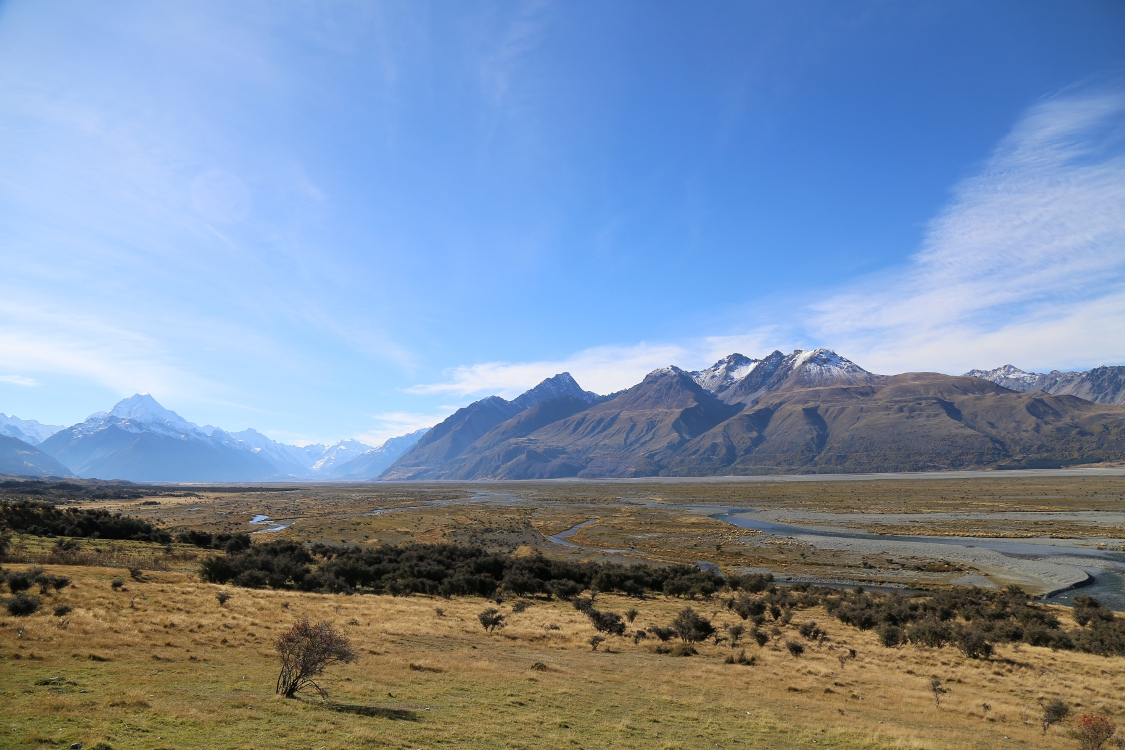 RÃ©gion du Mont Cook, au nord du lac Pukaki.