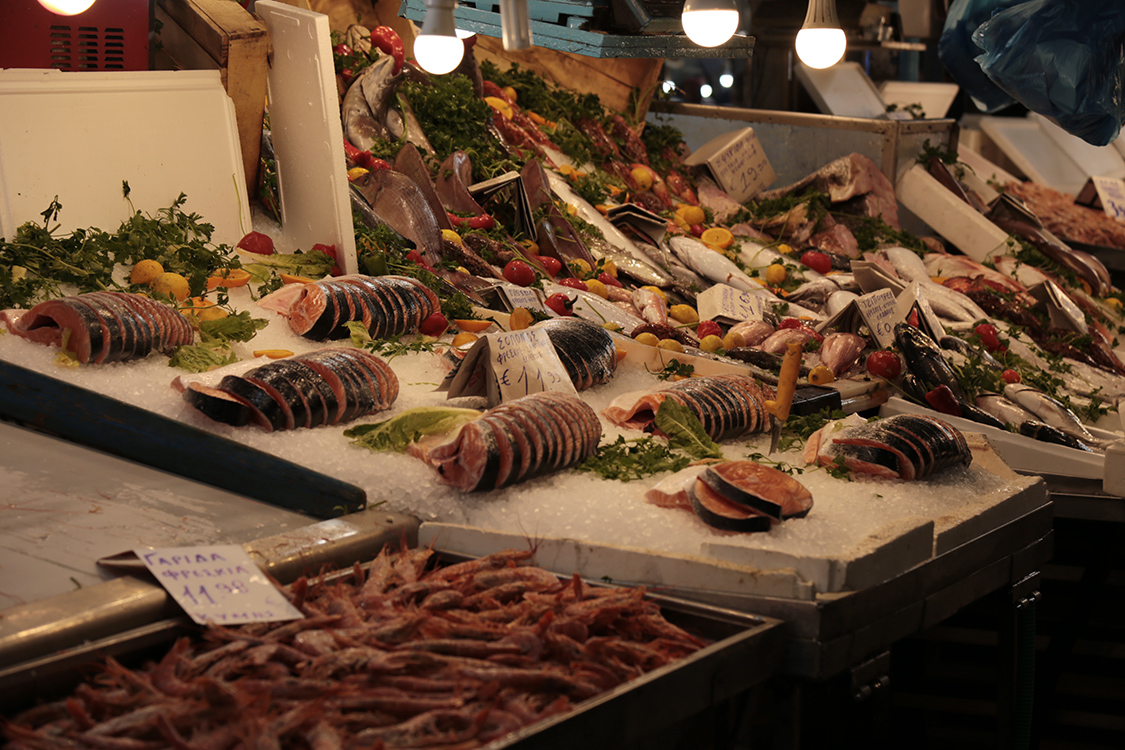 AthÃ¨nes.
MarchÃ© de Varvakios.