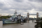 Tower bridge, avec au premier plan le HMS Belfast, le seul navire de la seconde guerre mondiale conservé par les britanniques.